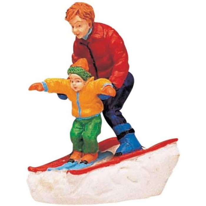 Figurines Père et fils en ski sur pente # 62169