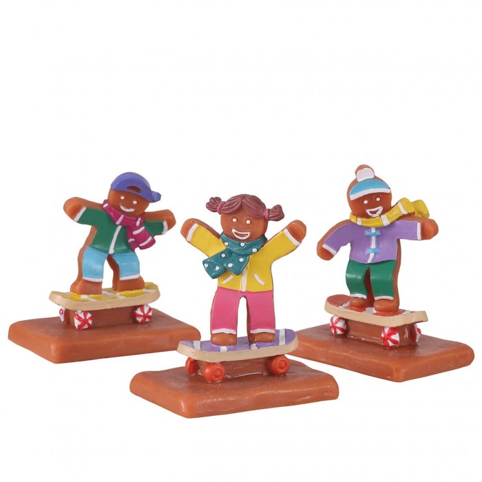 Figurines Enfants en pain d'épice sur planche à roulette # 12056       