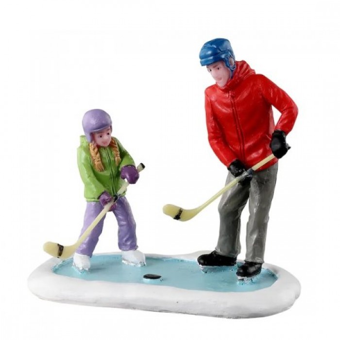 Figurines Père et fille jouant hockey #32218