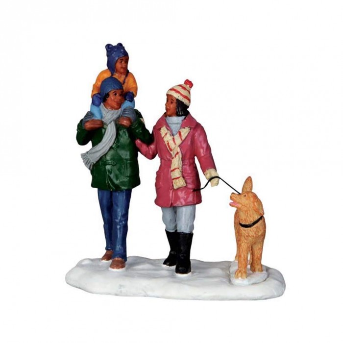 Figurines Famille prenant unemarche avec leur chien # 62446