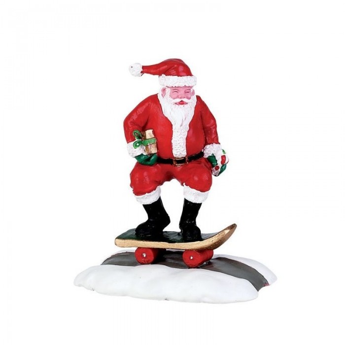 Figurines Père Noël sur planche à roulette # 72498
