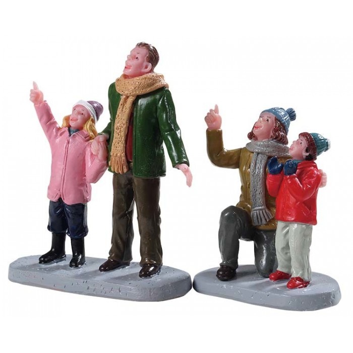 Figurine trio d'enfants en bouée tractée LEMAX